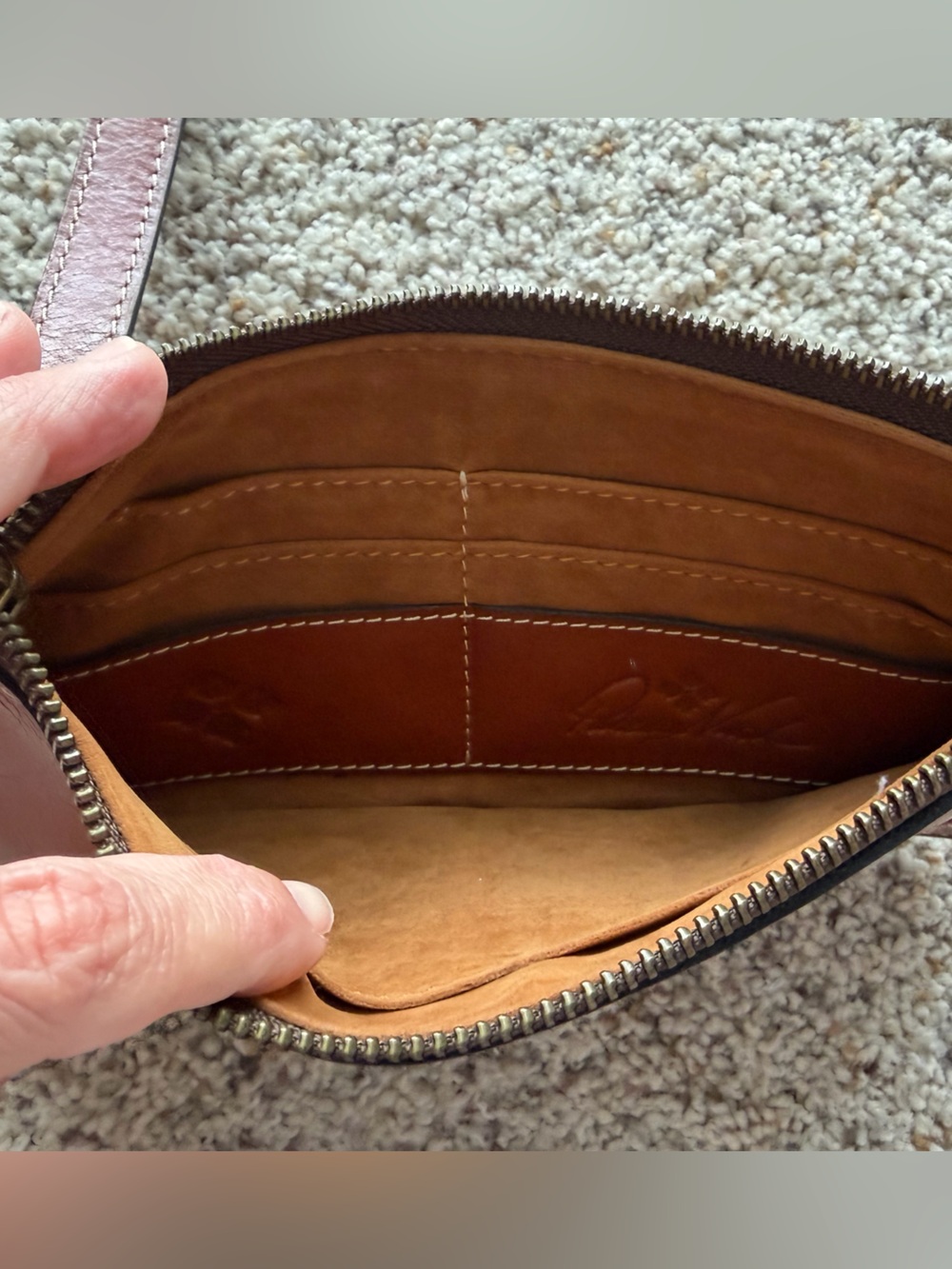 Patricia Nash Rustic Brown Leather Wristlet Wallet - Picture 4 of 5